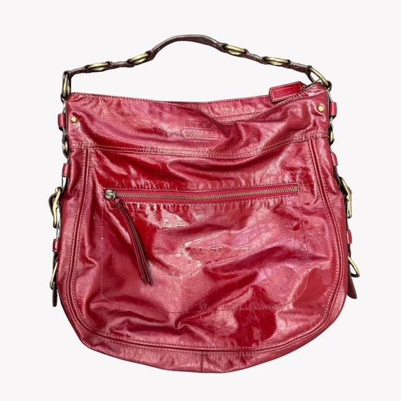 RARE Coach 12736 Zoe Editorial Red Patent XL Hobo Bag - Picture 10 of 16